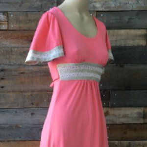 Vintage 1970s Maxi Dress with Butterfly Sleeves